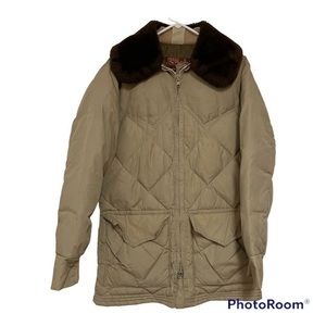 walls blizzard pruf ranch choar coat down puffer mens small chest 34 vtg Tan.